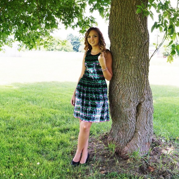 French Connection Siberian Stripe Sequin Dress - Picture 2 of 4